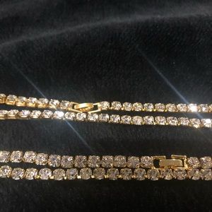 Gold diamond tennis chain 18”